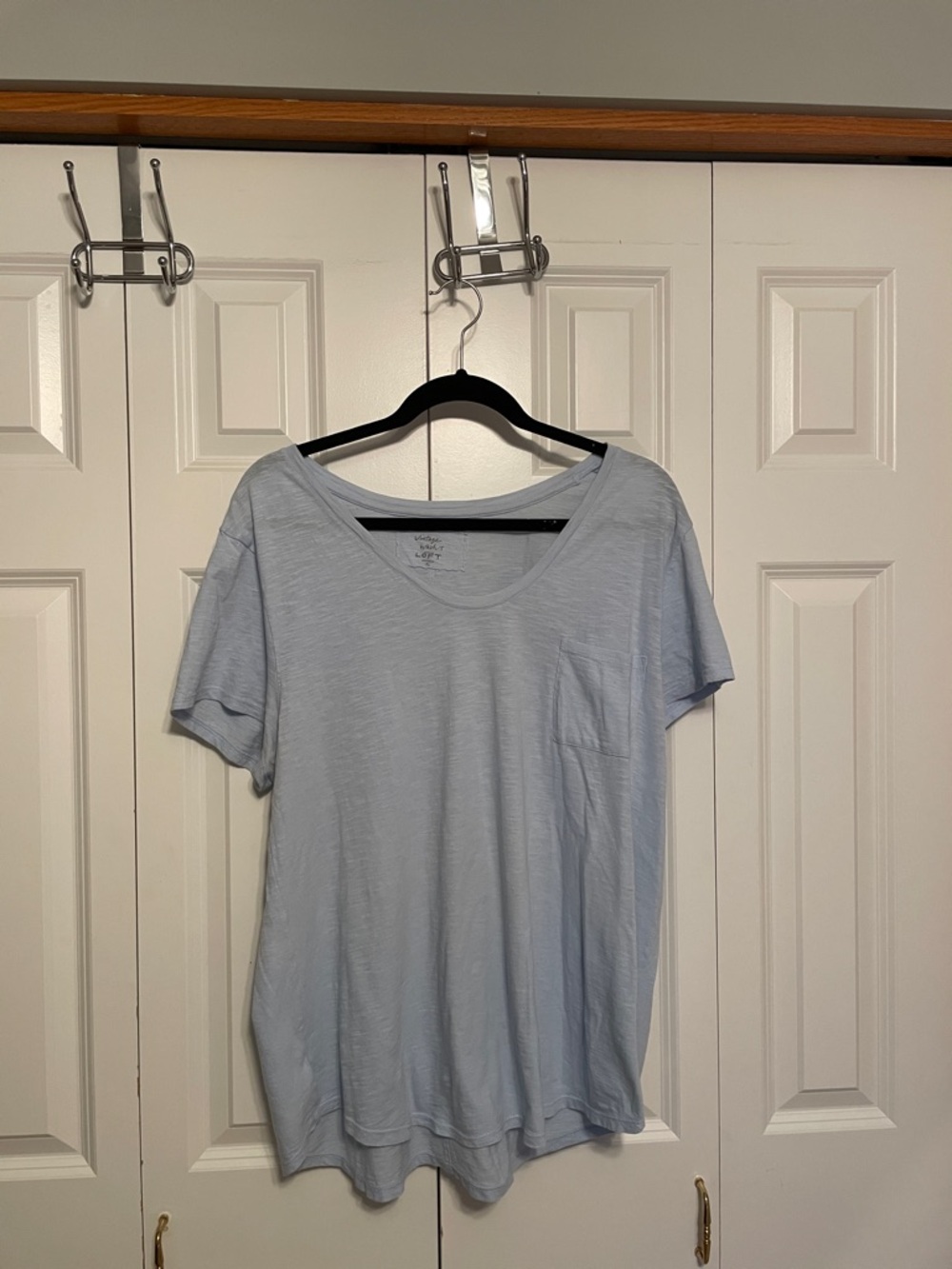 LOFT Vintage Wash T - Pale Blue Short Sleeve Scoop Neck Pocket Tee